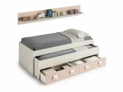 Cama y estante aglomerado rosa sin somieres y colchones 65x199x96cm^ Discount