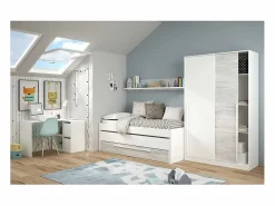 Loungitude Cama y estante aglomerado sin somieres y colchones 65x199x96cm Blanco Best