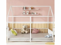 Cama-cabina de hierro 2x90x200cm - con techo y somier -^ModernLuxe Outlet