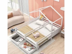 ModernLuxe Cama Montessori|Cama-cabina de pino macizo 2x90x200 cm - con 2 cajones -