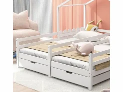 ModernLuxe Cama Montessori|Cama-cabina de pino macizo 2x90x200 cm - con 2 cajones -