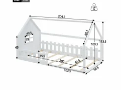 Cama-cabina para niños 90x200 cm - con forma de casita - en madera de pino y MDF -^ModernLuxe Outlet