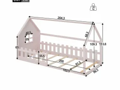 ModernLuxe Cama-cabina para niños 90x200 cm - con forma de casita - en madera de pino y MDF - Rosa Sale