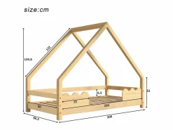 ModernLuxe Cama-cabina 90x200 cm - madera de pino - con protección contra caídas y somier - Natural Color natural claro