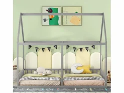 Camarote para 2 niños 90x200cm - camas planas modelos casa camas 2 plazas 2 en 1 - Gris Sale