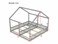 Camarote para 2 niños 90x200cm - camas planas modelos casa camas 2 plazas 2 en 1 - Gris Sale