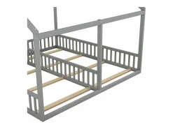 Camarote para 2 niños 90x200cm - camas planas modelos casa camas 2 plazas 2 en 1 - Gris Sale