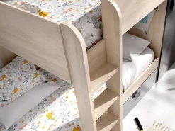 Camas tren modulares rinconeras con compartimentos 2x90x190 cm. roble y antracita. RICARDO^Vente-unique Discount