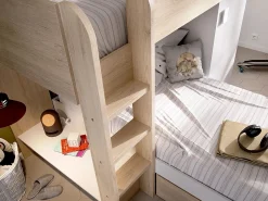 Camas tren modulares rinconeras con compartimentos 2x90x190 cm. roble y blanco. RICARDO^Vente-unique Sale