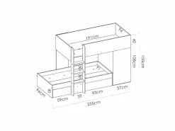 Camas tren modulares rinconeras con compartimentos 2x90x190 cm. roble y blanco. RICARDO^Vente-unique Sale