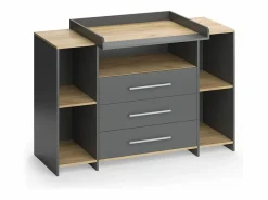 Vicco Mueble De Bebé|Cambiador antracita/roble dorado 143.2x53.1x93 oskar