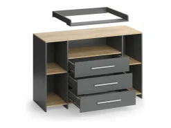 Vicco Mueble De Bebé|Cambiador antracita/roble dorado 143.2x53.1x93 oskar