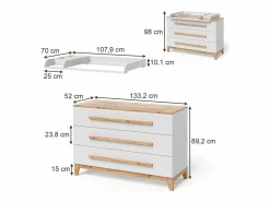 Vicco Cambiador /artesano 133.2x70x98 malia Blanco New