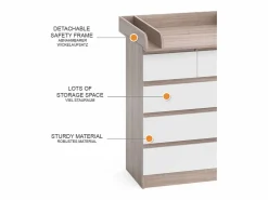 Vicco Cambiador sonoma/blanco 80x76x110.2 emma Color natural claro Best