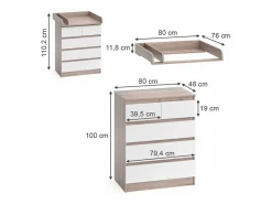 Vicco Cambiador sonoma/blanco 80x76x110.2 emma Color natural claro Best
