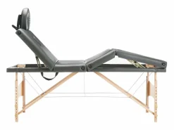 Helloshop26 Camilla de masaje de 4 secciones estructura de madera banco de masaje reposacabezas reposabrazos ajustable cama de masaje plegable portátil antracita 02_0001802 Marru00f3n Discount