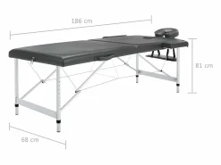 Camilla de masaje de 2 secciones con estructura de acero inoxidable 186 x 68 cm antracita 02_0001797^Helloshop26 Online