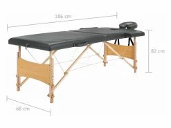 Helloshop26 Camilla De Masaje|Camilla de masaje de 2 zonas estructura de madera 186 x 68 cm gris antracita 02_0001800