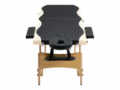 Camilla de masaje plegable 3 secciones madera negra y beige 02_0001832^Helloshop26 Discount