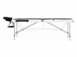 Camilla de masaje plegable 3 secciones acero inoxidable blanco y negro 02_0001822^Helloshop26 Online