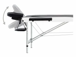 Camilla de masaje plegable 3 secciones acero inoxidable blanco y negro 02_0001822^Helloshop26 Online