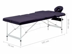 Camilla de masaje plegable de 3 secciones acero inoxidable color morado 02_0001828^Helloshop26 Clearance