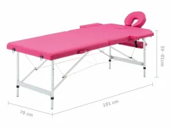 Camilla de masaje plegable de 2 secciones acero inoxidable rosa 02_0001809^Helloshop26 Hot