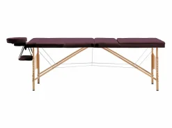 Helloshop26 Camilla de masaje plegable 3 secciones madera color vino tinto 02_0001839 Marru00f3n Outlet