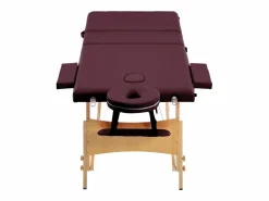 Helloshop26 Camilla de masaje plegable 3 secciones madera color vino tinto 02_0001839 Marru00f3n Outlet