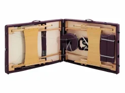 Helloshop26 Camilla de masaje plegable 3 secciones madera color vino tinto 02_0001839 Marru00f3n Outlet