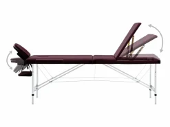 Helloshop26 Camilla de masaje plegable camilla de masaje banco sofá portátil terapia cosmética profesional Shiatsu Reiki 3 zonas aluminio morado 02_0001829 Violeta Discount