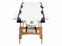 Helloshop26 Camilla De Masaje|Camilla de masaje plegable camilla de masaje banco sofá portátil terapia cosmética profesional Shiatsu Reiki 2 zonas madera blanca y morada 02_0001812
