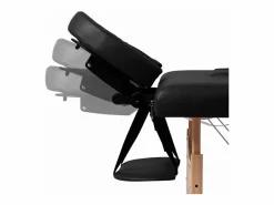Helloshop26 Camilla de masaje plegable de 3 secciones con estructura de madera negra 02_0001889 Negro Hot