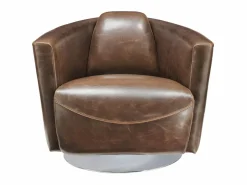 Vente-unique Sillón Club|Sillón De Piel|Canapé 3 places cuir supérieur italien - Chocolat- EMOTION