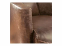 Vente-unique Sillón Club|Sillón De Piel|Canapé 3 places cuir supérieur italien - Chocolat- EMOTION