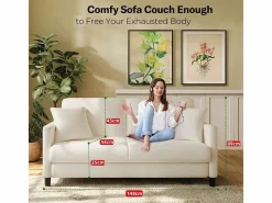 Canapé 2 plazas en Tejido de felpa teddy con 2 Almohadas - - 148 x 89 x 79cm^DripeX Online