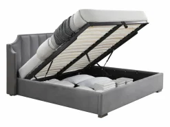 Canapé abatible 180 x 200 cm con cabecero curvado de terciopelo gris - TEOMIS^Vente-unique Discount