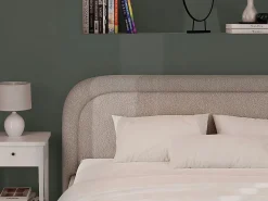 Vente-unique Canapé abatible 140 x 190 cm de tela bouclette - FIREZA II Beige