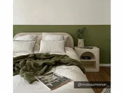 Vente-unique Canapé abatible 140 x 190 cm de tela bouclette - FIREZA II Beige