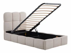 Vente-unique Canapé abatible 90 x 190 cm de tejido texturizado color + colchón - DILUDO Beige New