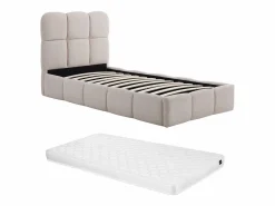 Vente-unique Canapé abatible 90 x 190 cm de tejido texturizado color + colchón - DILUDO Beige New
