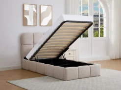Vente-unique Canapé abatible 90 x 190 cm de tejido texturizado color - DILUDO Beige Online
