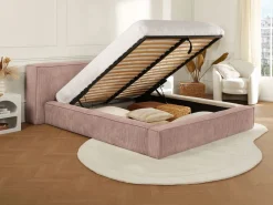 Vente-unique Canapé abatible 180 x 200 cm de pana + colchón - TIMANO Rosa Sale