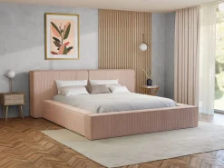 Vente-unique Canapé abatible 180 x 200 cm de pana + colchón - TIMANO Rosa Sale