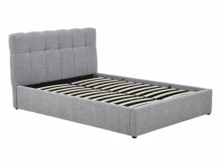 Vente-unique Canapé abatible 140 x 190 cm en tela bouclé + colchón - MAZIRI Gris New