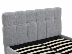 Vente-unique Canapé abatible 140 x 190 cm en tela bouclé + colchón - MAZIRI Gris New