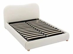 Vente-unique Canapé abatible 140 x 190 cm en tela bouclé - VANARI Blanco Best