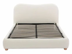 Vente-unique Canapé abatible 140 x 190 cm en tela bouclé - VANARI Blanco Best