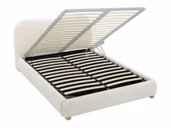 Vente-unique Canapé abatible 140 x 190 cm en tela bouclé - VANARI Blanco Best