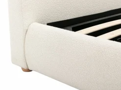 Vente-unique Canapé abatible 140 x 190 cm en tela bouclé - VANARI Blanco Best